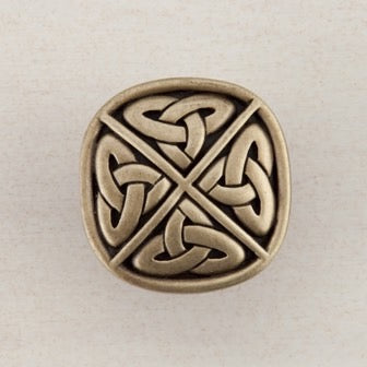 Acorn Manufacturing Cabinet Hardware 1-1-4" Celtic Square Cabinet Knob - Antique Brass - cabinetknobsonline