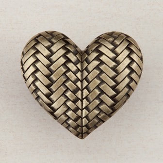 Acorn Manufacturing Cabinet Hardware 1-1-2" Woven Heart Cabinet Knob - Antique Brass - cabinetknobsonline