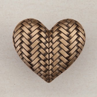 Acorn Manufacturing Cabinet Hardware 1-1-2" Woven Heart Cabinet Knob - Museum Gold - cabinetknobsonline