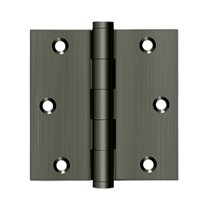Deltana Architectural Hardware Solid Brass Hinges & Finials 3 1-2" x 3 1-2" Square Hinge, Residential pair - cabinetknobsonline