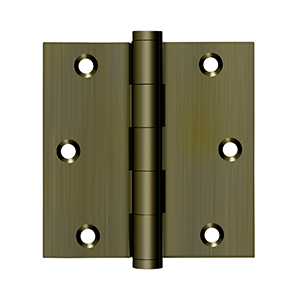 Deltana Architectural Hardware Solid Brass Hinges & Finials 3 1-2" x 3 1-2" Square Hinge, Residential pair - cabinetknobsonline