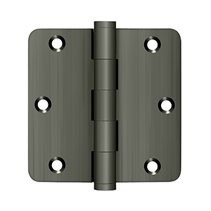 Deltana Architectural Hardware Solid Brass Hinges & Finials 3 1-2" x 3 1-2" x 1-4" Radius Hinge, Residential pair - cabinetknobsonline