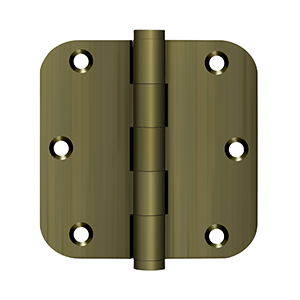 Deltana Architectural Hardware Solid Brass Hinges & Finials 3 1-2" x 3 1-2" x 5-8" Radius Hinge, Residential pair - cabinetknobsonline
