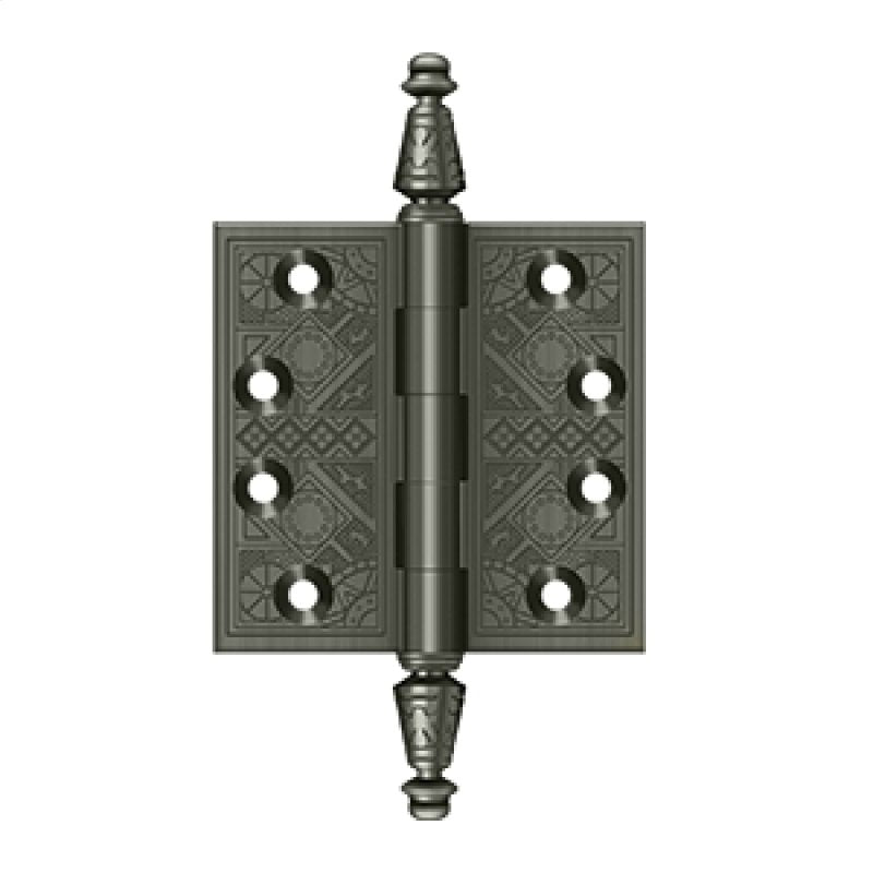 Deltana Architectural Hardware Specialty Solid Brass Hinges & Finials 3 1-2"x 3 1-2" Square Hinges pair - cabinetknobsonline