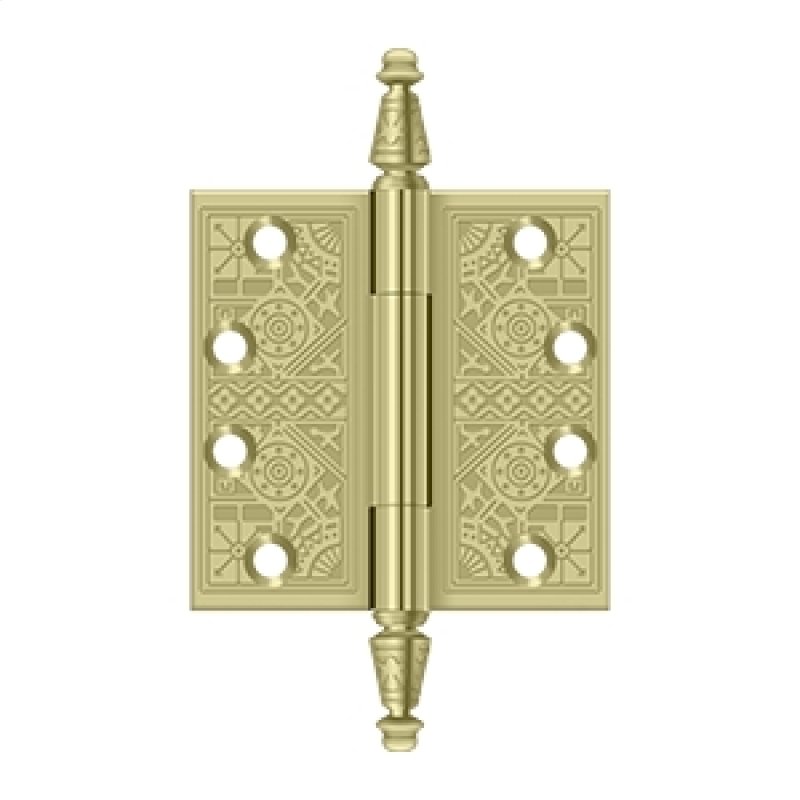 Deltana Architectural Hardware Specialty Solid Brass Hinges & Finials 4"x 4" Square Hinges pair - cabinetknobsonline