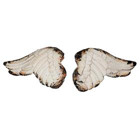 Charleston Knob Company VINTAGE WHITEWASHED PAIR OF CHERUB WING CABINET KNOB 1.5"h x 2.5"w x 1.0"d each wing - cabinetknobsonline