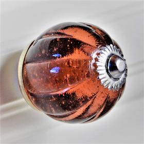 Charleston Knob Company  LIGHT BROWN CRYSTAL GLASS HANDCRAFTED RIBBED CABINET KNOB - cabinetknobsonline