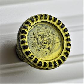 Charleston Knob Company VINTAGE YELLOW ROUND IRON CABINET KNOB - cabinetknobsonline