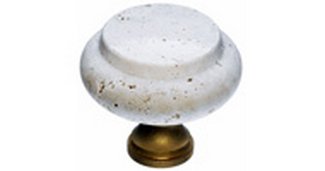 Top Knobs Cabinet Hardware Chateau Collection Tumbled Travertine 1 3-8" with Brass base - cabinetknobsonline