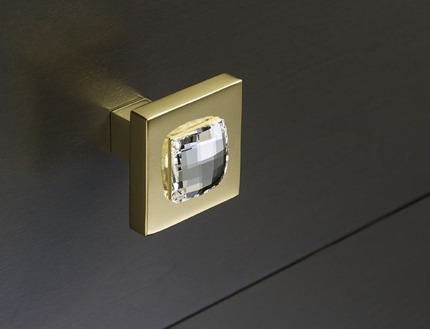 Deco & Deco Decorative Cabinet Knobs Solid Brass Cabinet Knob with Swarovski Crystal Gold - cabinetknobsonline