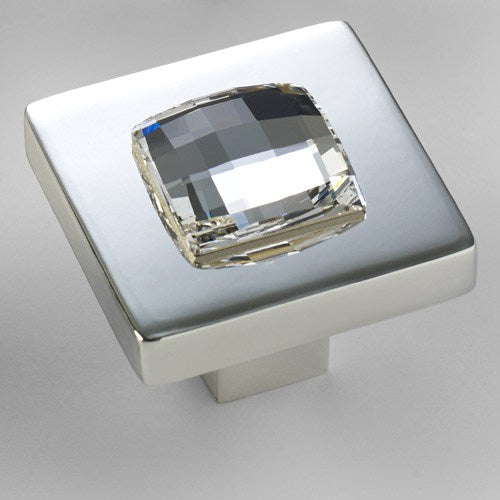 Deco & Deco Decorative Cabinet Knobs Solid Brass Cabinet Knob with Swarovski Crystal Silver - cabinetknobsonline