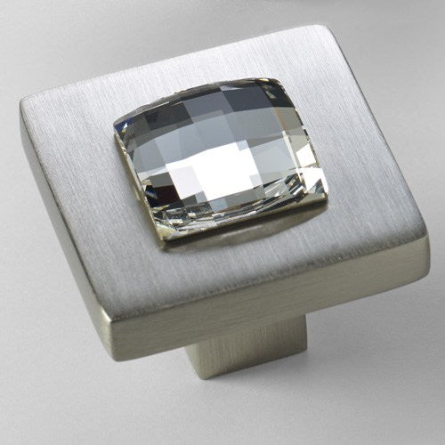 Deco & Deco Decorative Cabinet Knobs Solid Brass Cabinet Knob with Swarovski Crystal Brushed Nickel - cabinetknobsonline