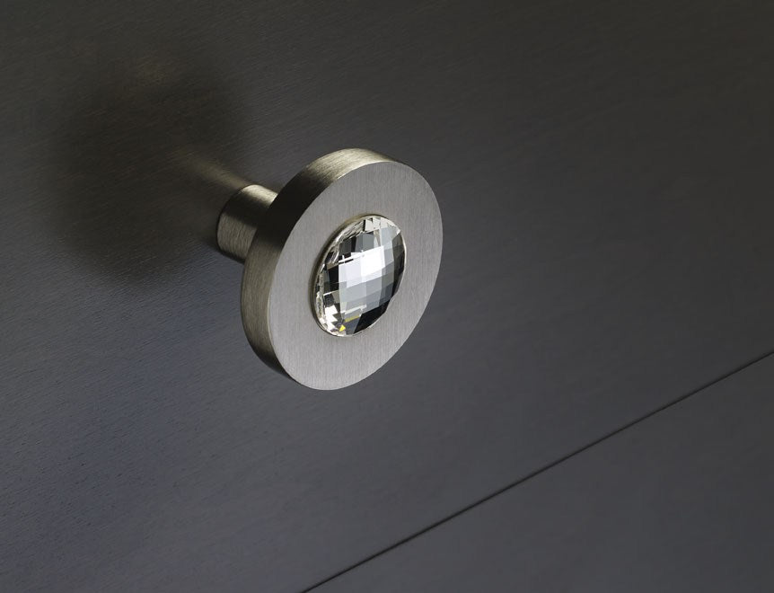 Deco & Deco Decorative Cabinet Knobs Solid Brass Cabinet Knob with Swarovski Crystal Brushed Nickel - cabinetknobsonline
