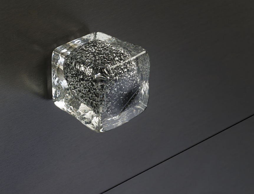 Deco & Deco Decorative Cabinet Knobs Italian Hand-made Murano Glass Cabinet Knobs Black Silver - cabinetknobsonline