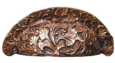 Notting Hill Cabinet Bin Pull Florid Leaves Antique Copper 4-1-8" x 1-3-4" - cabinetknobsonline