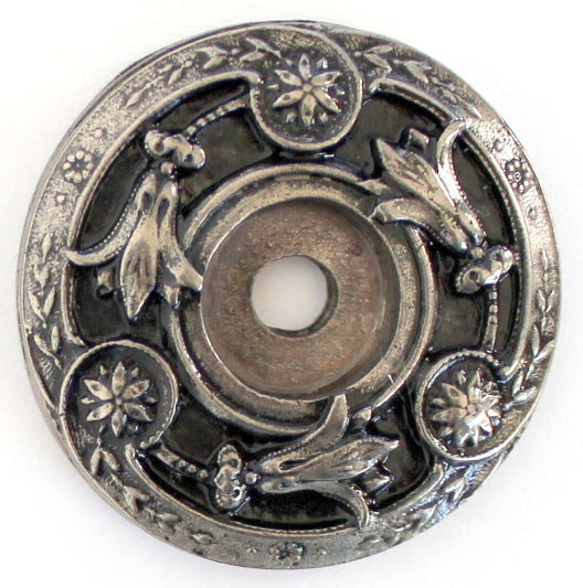 Notting Hill Cabinet Hardware Jeweled Lily Back Plate Brite Nickel 1-5-16" diameter - cabinetknobsonline