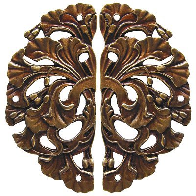 Notting Hill Cabinet Hardware Florid Leaves (sold in pairs) Antique Brass 1-1-4" w x 2-1-2" h - cabinetknobsonline