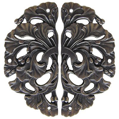Notting Hill Cabinet Hardware Florid Leaves (sold in pairs) Antique Pewter 1-1-4" w x 2-1-2" h - cabinetknobsonline