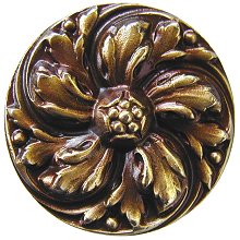 Notting Hill Cabinet Knob Chrysanthemum Antique Brass 1-3-8" diameter - cabinetknobsonline