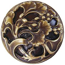 Notting Hill Cabinet Knob Florid Leaves Antique Brass 1-3-8" diameter - cabinetknobsonline