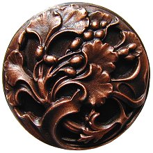 Notting Hill Cabinet Knob Florid Leaves Antique Copper  1-3-8" diameter - cabinetknobsonline
