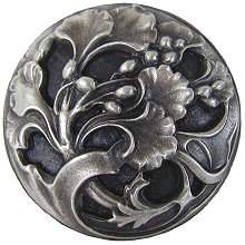 Notting Hill Cabinet Knob Florid Leaves Antique Pewter 1-3-8" diameter - cabinetknobsonline