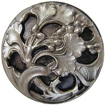 Notting Hill Cabinet Knob Florid Leaves Satin Nickel1-3-8" diameter - cabinetknobsonline