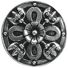 Notting Hill Cabinet Knob Celtic Shield Brite Nickel  1-1-8" diameter - cabinetknobsonline
