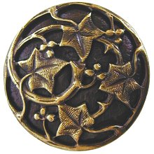 Notting Hill Cabinet Knob Ivy with Berries Antique Brass  1-1-8" diameter - cabinetknobsonline