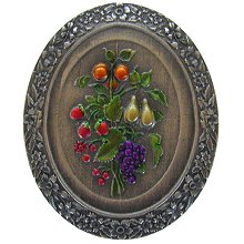 Notting Hill Cabinet Knob Fruit Bouquet Pewter Hand Tinted 1-3-16" w x 1-3-8" h - cabinetknobsonline