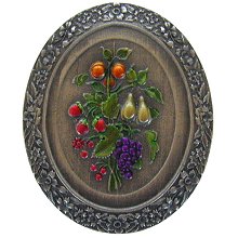 Notting Hill Cabinet Knob Fruit Bouquet Pewter Hand Tinted 1-3-16" w x 1-3-8" h - cabinetknobsonline