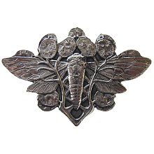 Notting Hill Cabinet Knob Cicada on Leaves Brite Nickel 2" w x 1-3-8" h - cabinetknobsonline