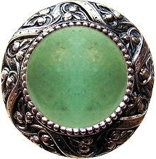 Notting Hill Cabinet Knobs Victorian Jewel-Green Aventurine Brite Nickel 1-5-16" diameter - cabinetknobsonline