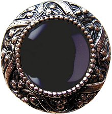 Notting Hill Cabinet Knob Victorian Jewel-Onyx Brite Nickel 1-5-16" diameter - cabinetknobsonline