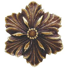 Notting Hill Cabinet Hardware Opulent Flower Antique Brass 1-5-8" diameter - cabinetknobsonline