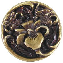 Notting Hill Cabinet Hardware River Iris Antique Brass 1-3-8" diameter - cabinetknobsonline