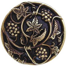 Notting Hill Cabinet Knob Grapevines Antique Brass 1-5-16" diameter - cabinetknobsonline