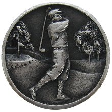 Notting Hill Cabinet Knob Gentleman Golfer Antique Pewter 1-1-8" diameter - cabinetknobsonline