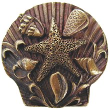 Notting Hill Cabinet Knob Seaside Collage Antique Brass 1-5-16" diameter - cabinetknobsonline
