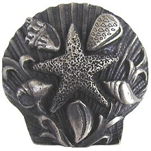 Notting Hill Cabinet Knob Seaside Collage Antique Pewter 1-5-16" diameter - cabinetknobsonline