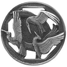 Notting Hill Cabinet Knob Crane Dance Antique Pewter 1-3-8" diameter - cabinetknobsonline
