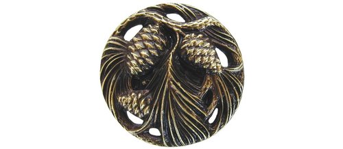 Notting Hill Cabinet Knob Cones & Boughs Antique Pewter 1-3-8" diameter - cabinetknobsonline