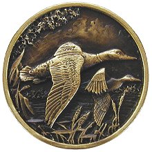 Notting Hill Cabinet Hardware On the Wing (Ducks) Antique Brass 1-5-16" diameter - cabinetknobsonline