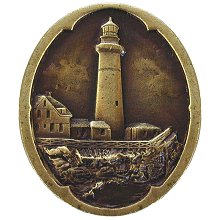 Notting Hill Cabinet Knob Guiding Lighthouse Antique Brass   1-1-4" w x 1-1-2" h - cabinetknobsonline