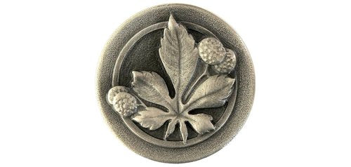 Notting Hill Cabinet Knob Horse Chestnut Antique Pewter 1-1-2" diameter - cabinetknobsonline