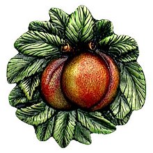 Notting Hill Cabinet Knob Georgia Peach Pewter Hand Tinted 1-5-8" diameter - cabinetknobsonline