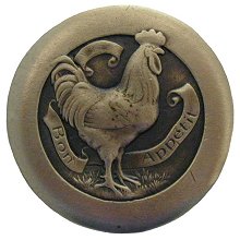 Notting Hill Cabinet Hardware Rooster  Antique Brass 1-7-16" diameter - cabinetknobsonline