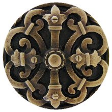 Notting Hill Cabinet Knob Chateau Antique Brass 1-5-8" diameter - cabinetknobsonline