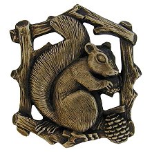 Notting Hill Cabinet Knob Grey Squirrel (Left side-faces right) Antique Brass 1-1-2" w x 1-5-8" h - cabinetknobsonline