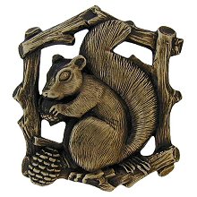 Notting Hill Cabinet Knob Grey Squirrel (Right side-faces left) Antique Brass 1-1-2" w x 1-5-8" h - cabinetknobsonline